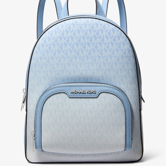 Michael Kors Jaycee Medium Ombré Signature Logo Backpack Light Sky Blue - Picture 1 of 11
